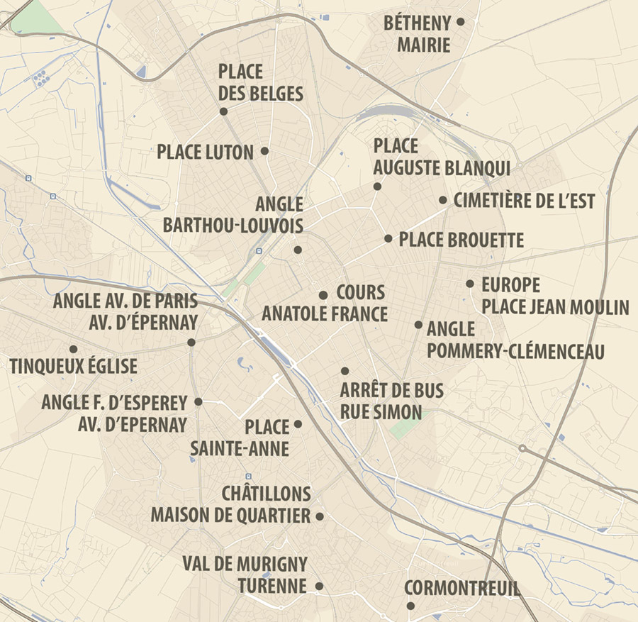 Carte des points de ramassage Jacqueson à Reims